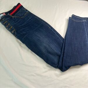 CAbi Slim Blue Jeans with Red Accents